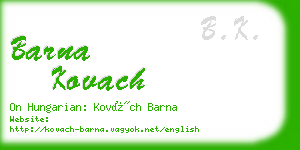 barna kovach business card